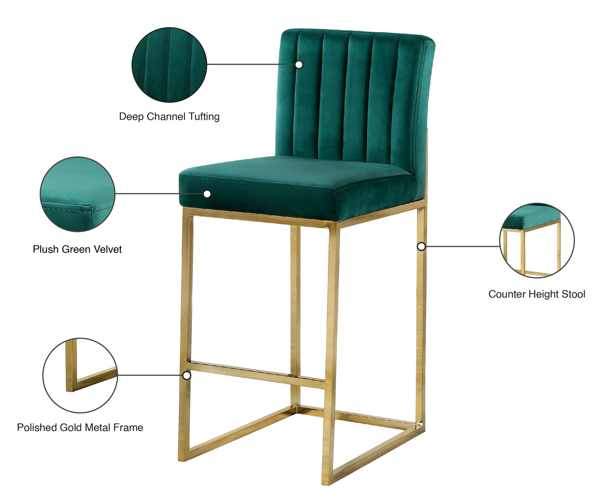 Giselle Velvet Stool - Furniture Depot