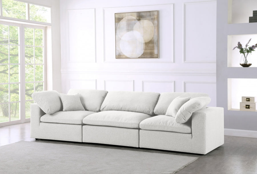 Serena Linen Deluxe Cloud Modular Down Filled Overstuffed 119" Sofa - Furniture Depot