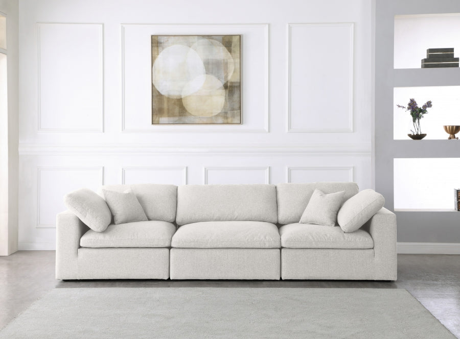 Serena Linen Deluxe Cloud Modular Down Filled Overstuffed 119" Sofa - Furniture Depot