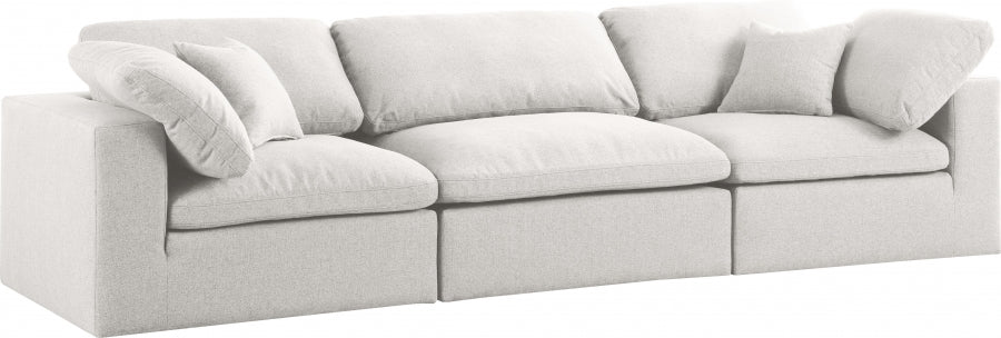 Serena Linen Deluxe Cloud Modular Down Filled Overstuffed 119" Sofa - Furniture Depot