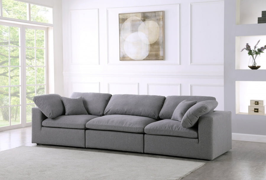 Serena Linen Deluxe Cloud Modular Down Filled Overstuffed 119" Sofa - Furniture Depot