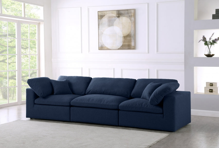 Serena Linen Deluxe Cloud Modular Down Filled Overstuffed 119" Sofa - Furniture Depot