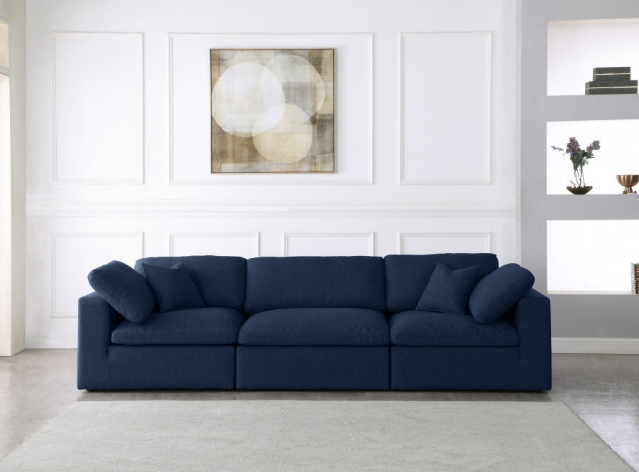 Serena Linen Deluxe Cloud Modular Down Filled Overstuffed 119" Sofa - Furniture Depot