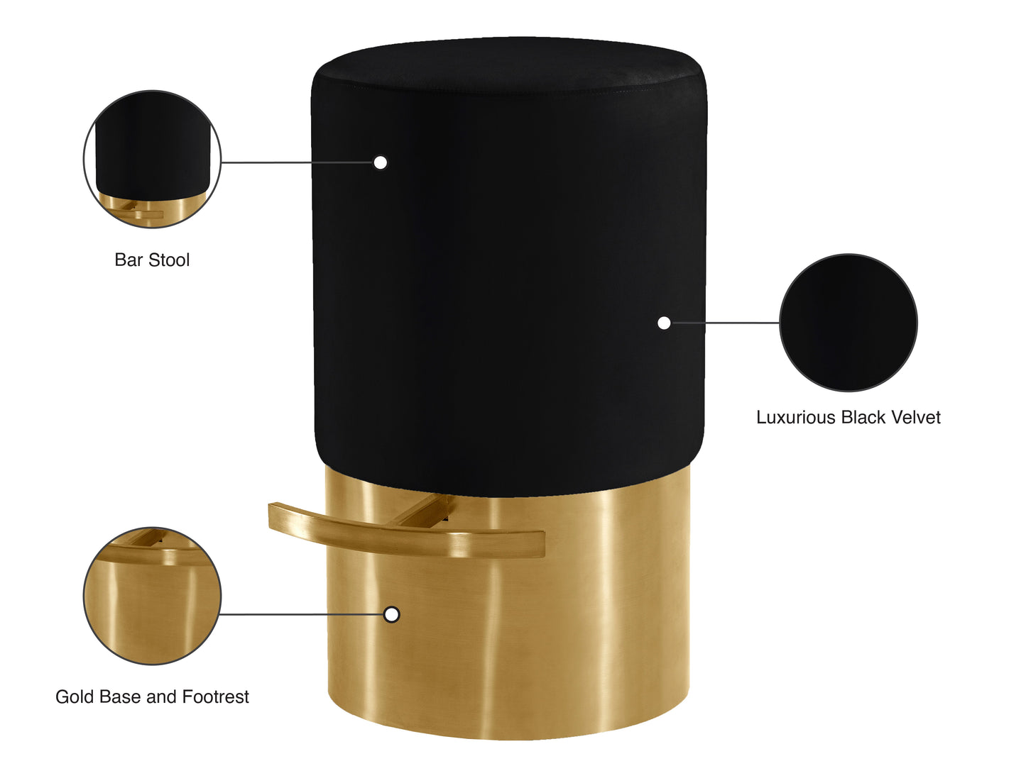 Liv Black Velvet Stool - Furniture Depot (7679017156856)