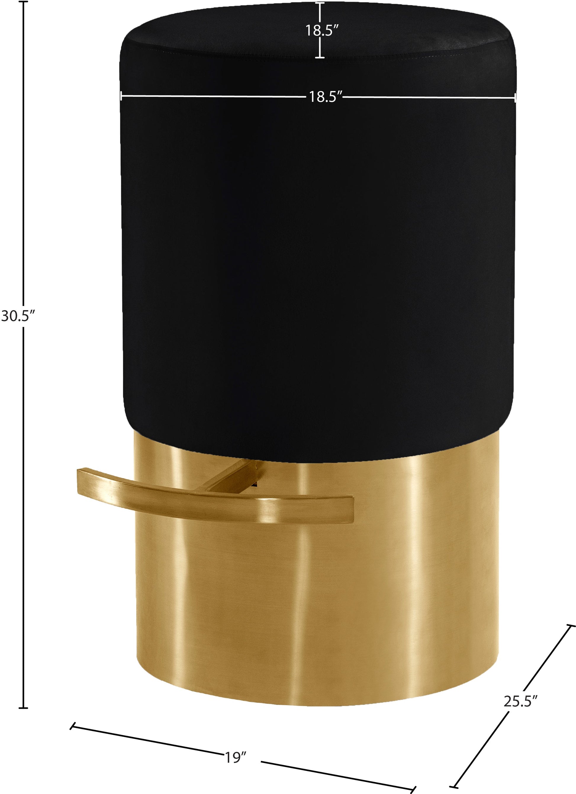 Liv Black Velvet Stool - Furniture Depot (7679017156856)