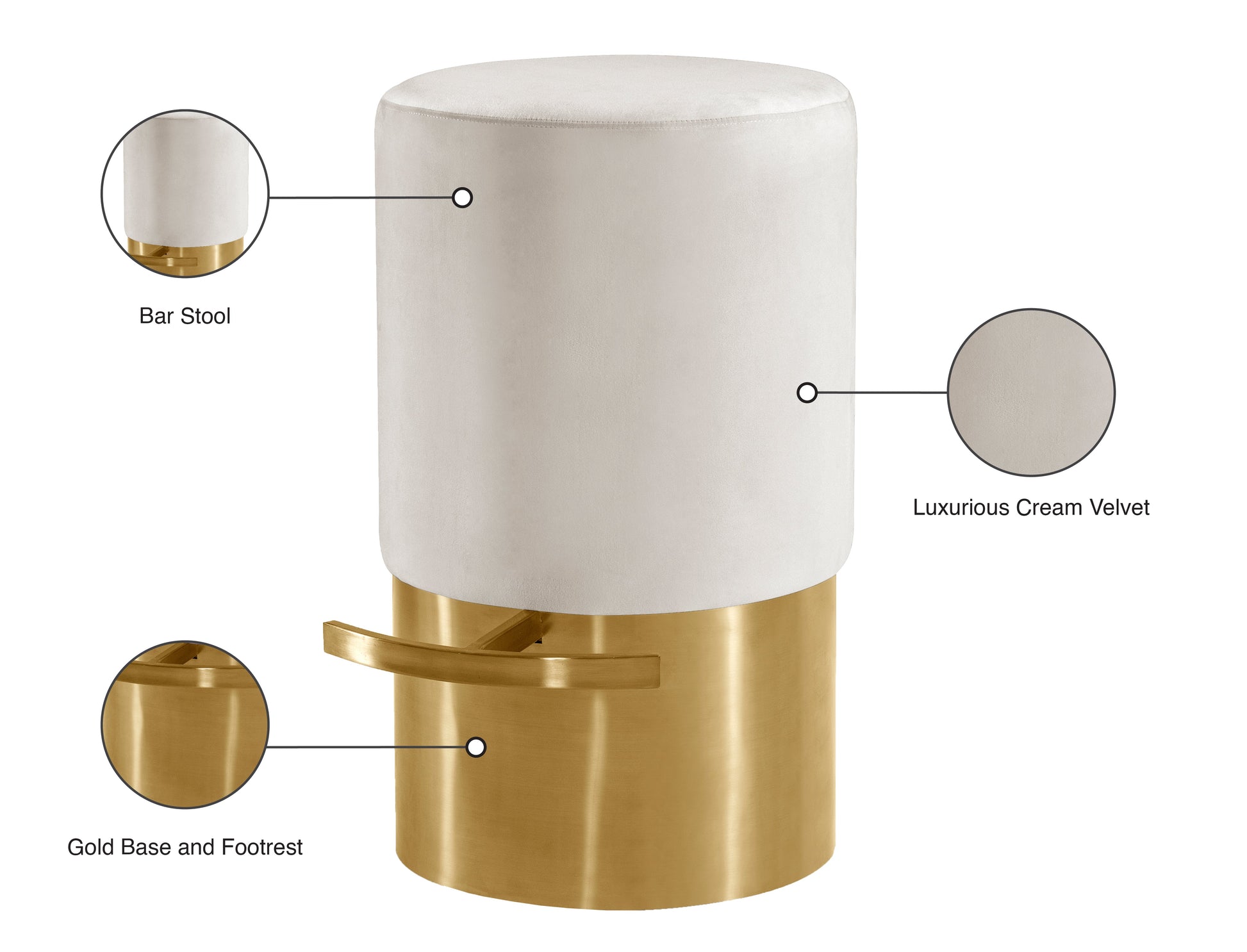 Liv Black Velvet Stool - Furniture Depot (7679017156856)