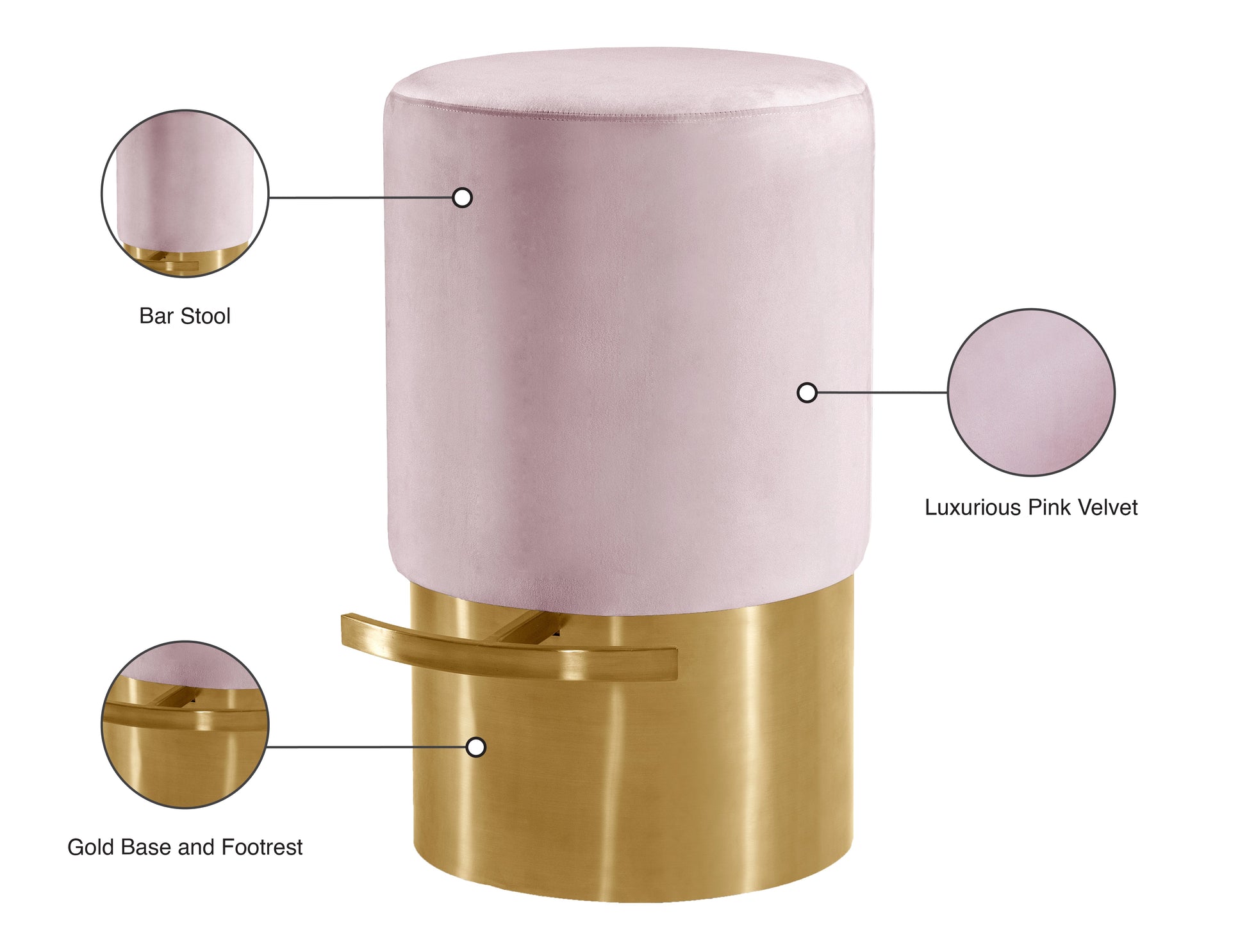 Liv Black Velvet Stool - Furniture Depot (7679017156856)