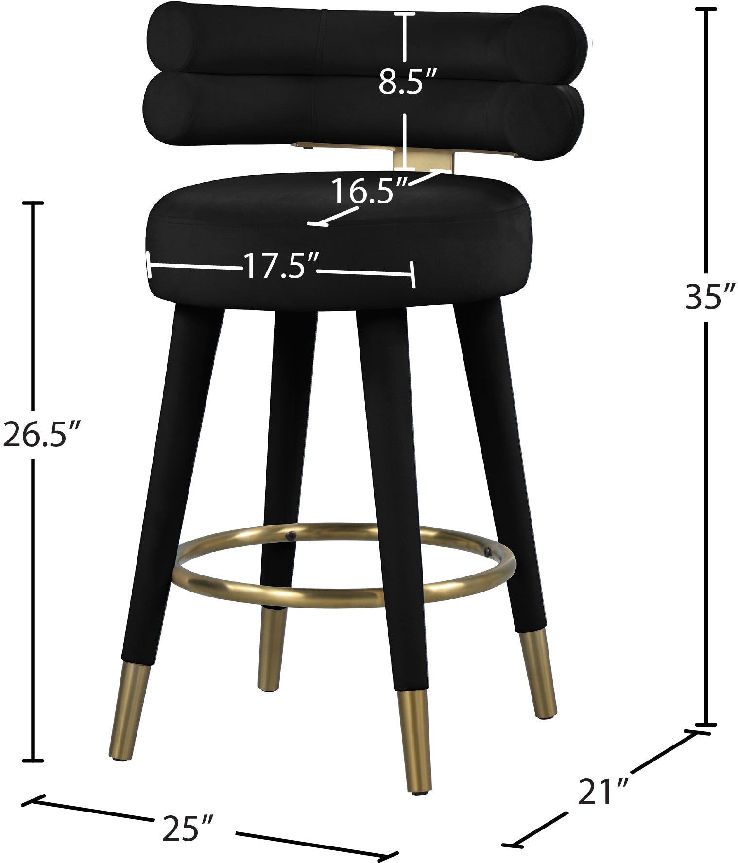 Fitzroy Velvet Counter Stool - Furniture Depot (7679017189624)