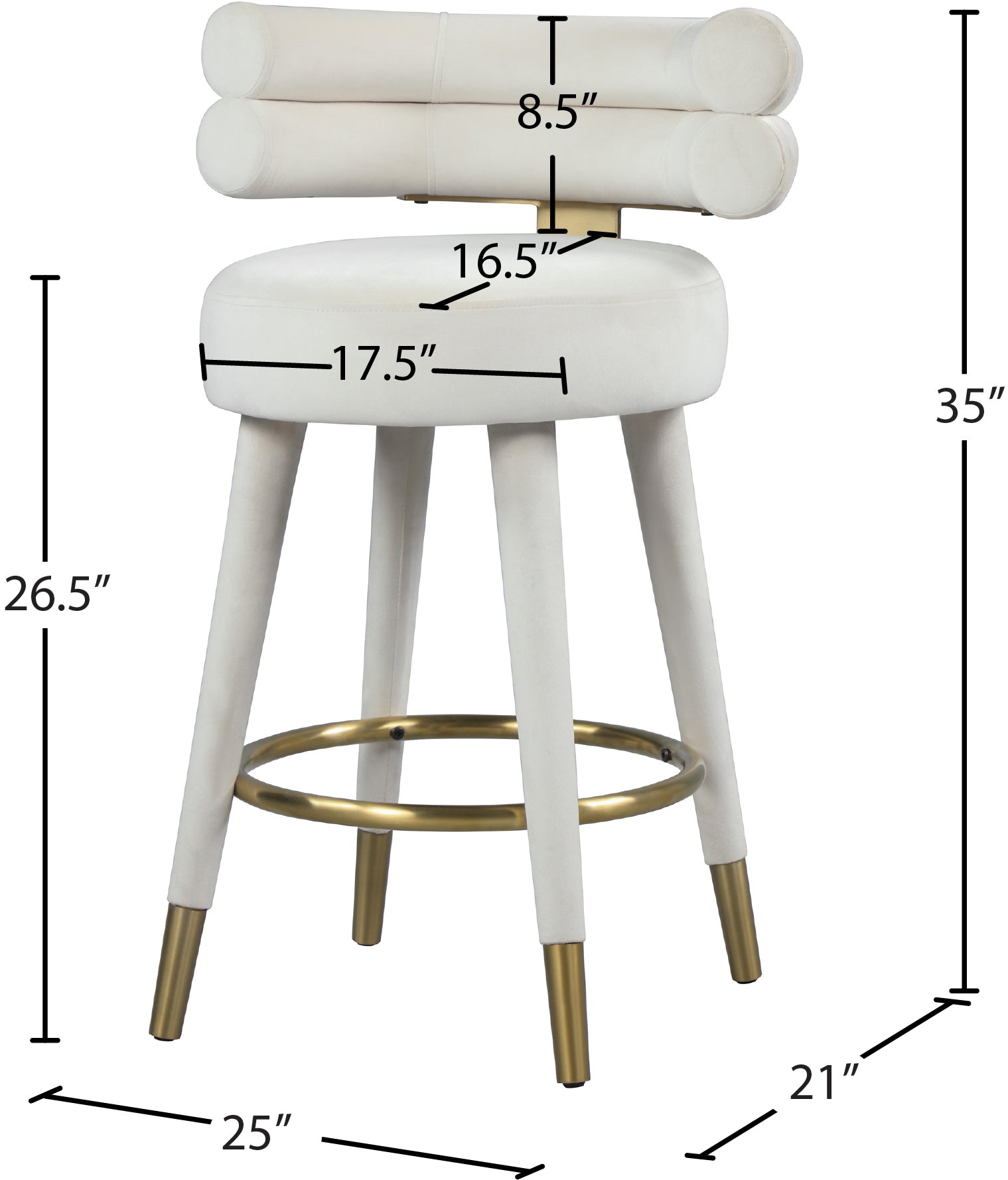 Fitzroy Velvet Counter Stool - Furniture Depot (7679017189624)