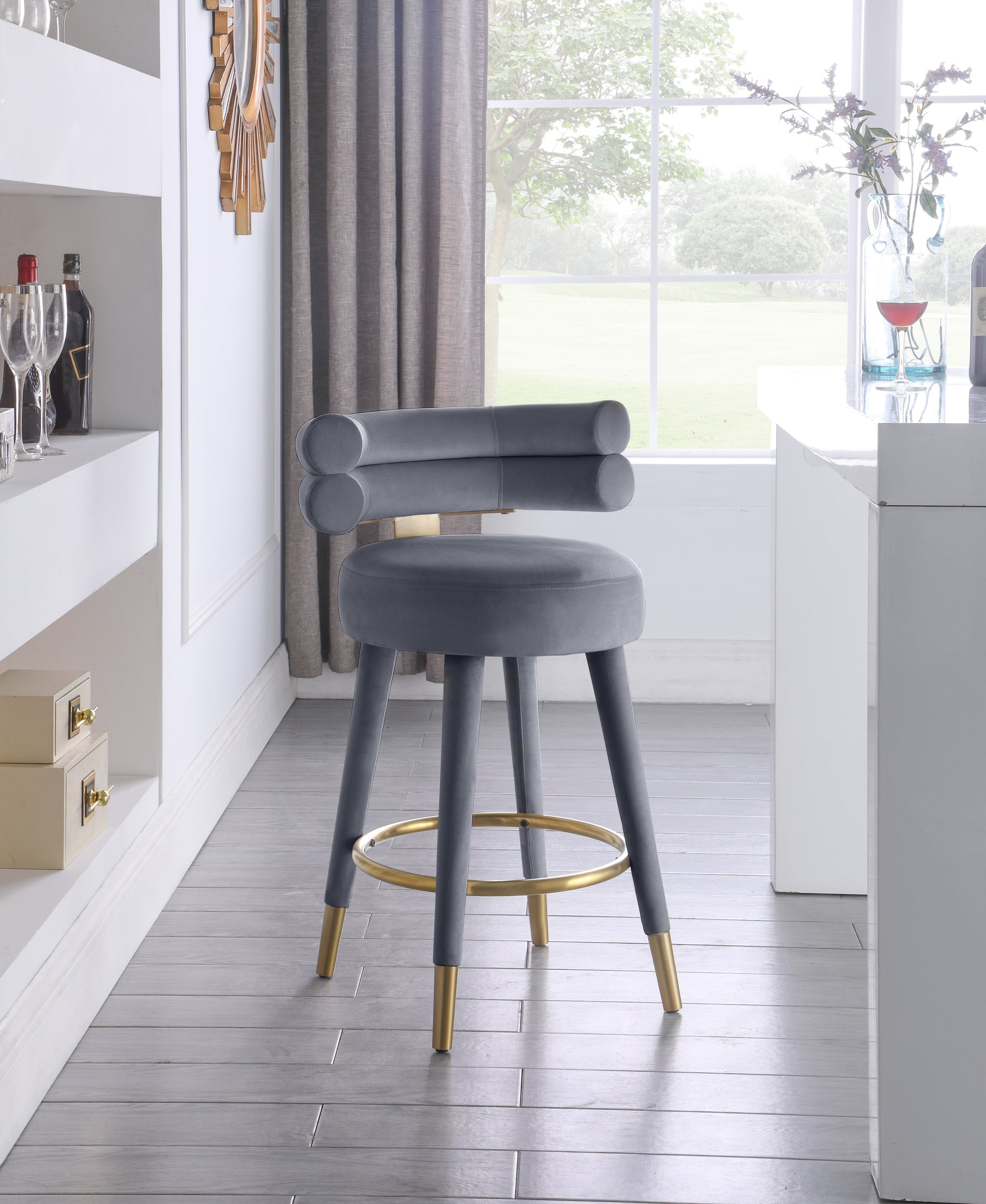 Fitzroy Velvet Counter Stool - Furniture Depot (7679017189624)