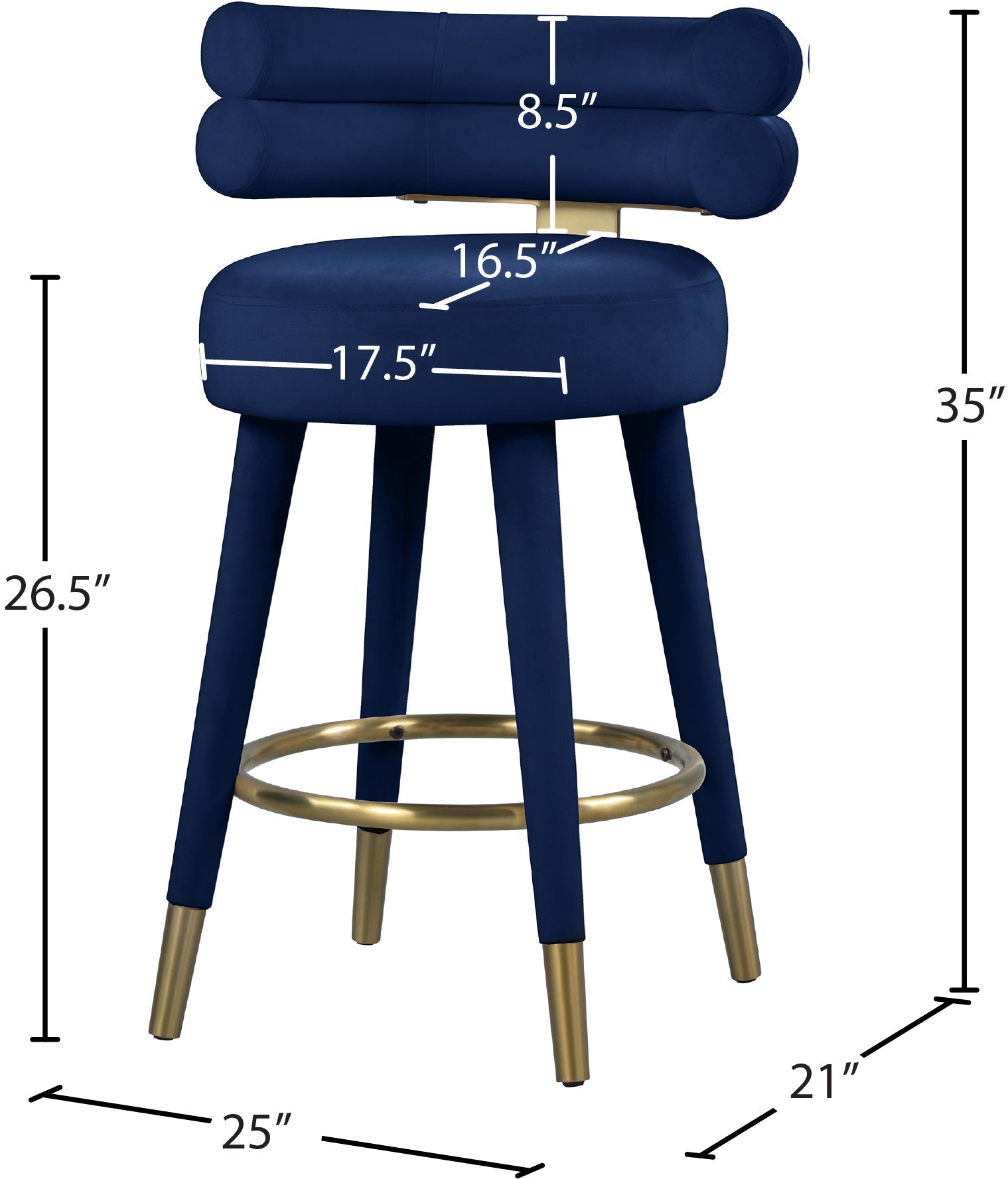 Fitzroy Velvet Counter Stool - Furniture Depot (7679017189624)