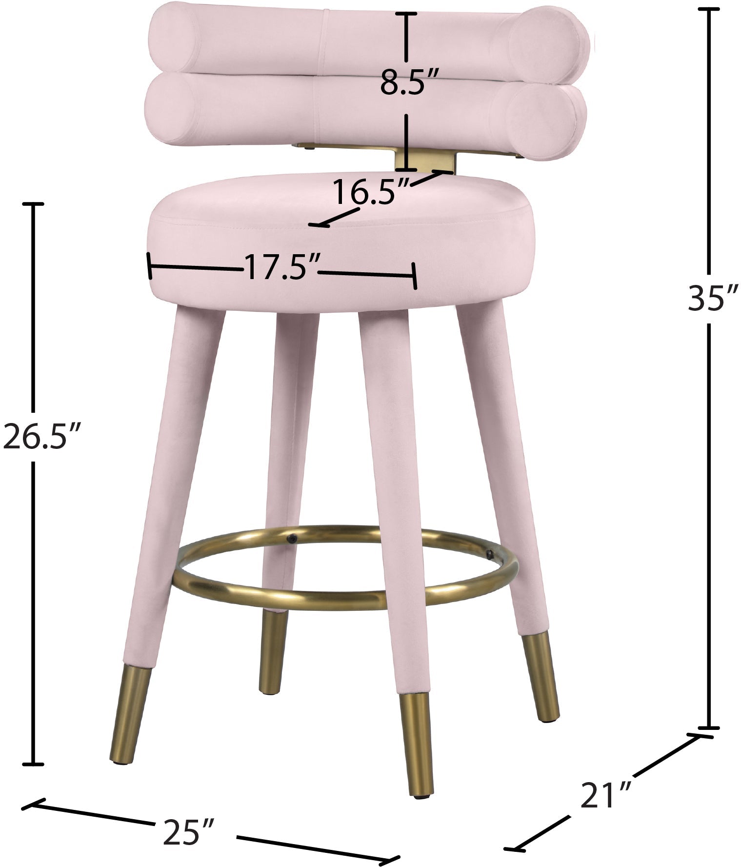 Fitzroy Velvet Counter Stool - Furniture Depot (7679017189624)
