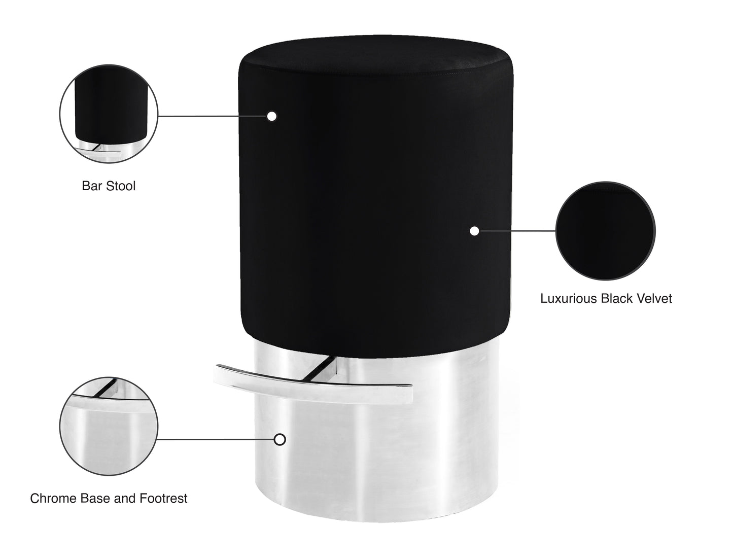 Liv Black Velvet Stool - Furniture Depot (7679017156856)