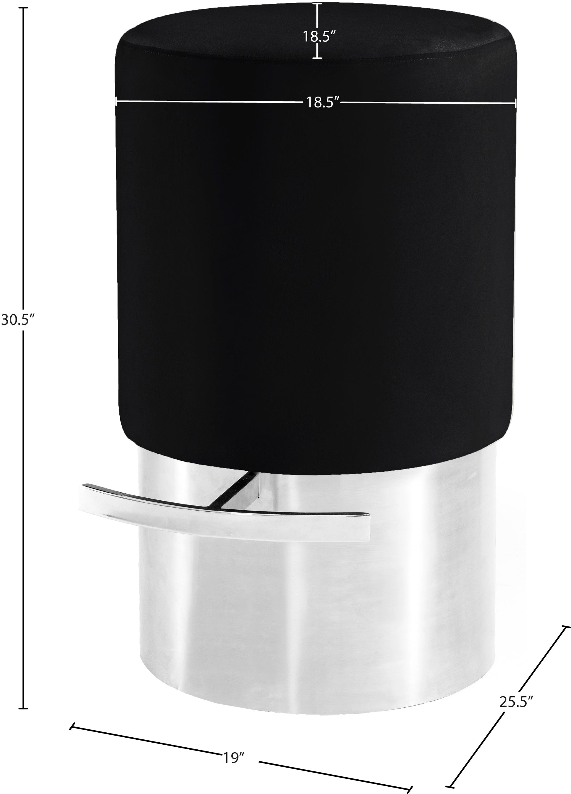 Liv Black Velvet Stool - Furniture Depot (7679017156856)