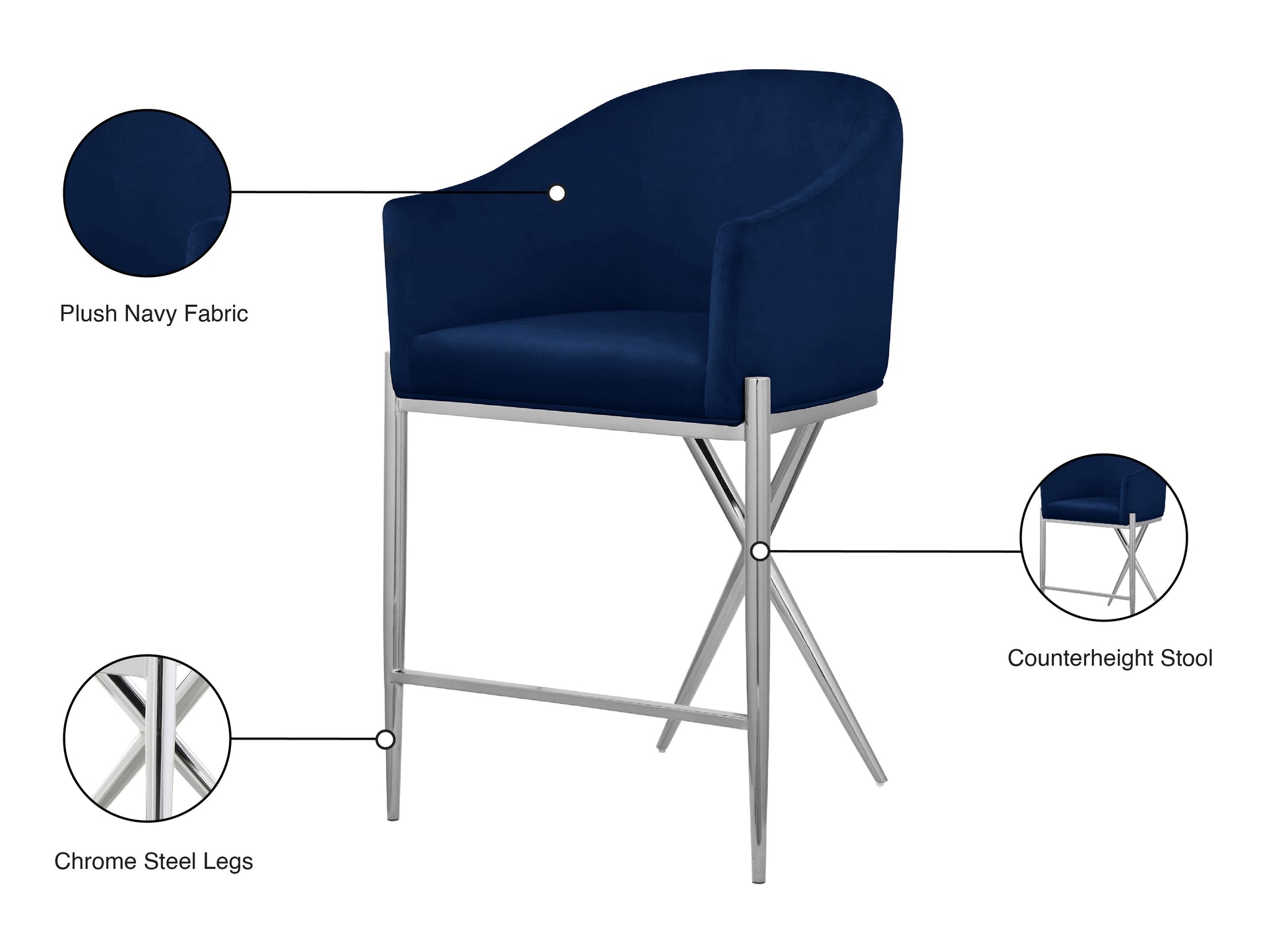 Xavier Velvet Counter Stool - Furniture Depot