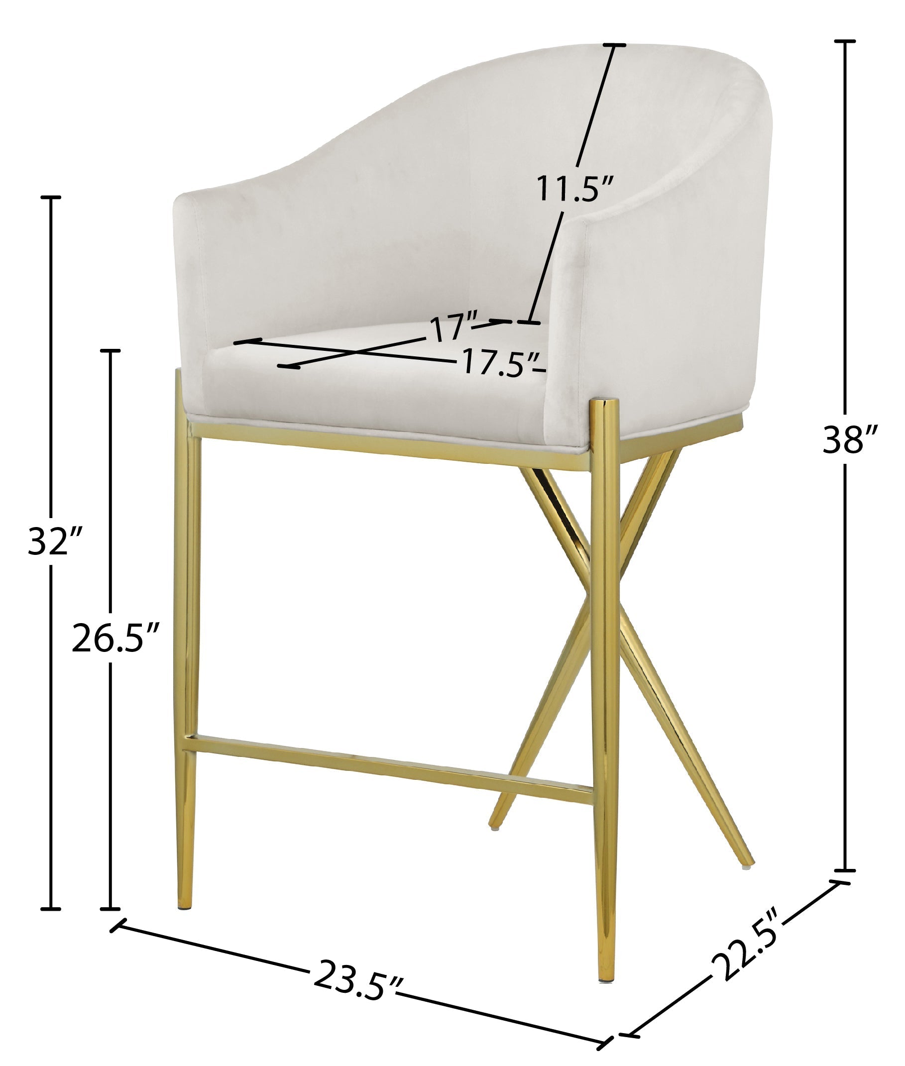 Xavier Velvet Counter Stool - Furniture Depot