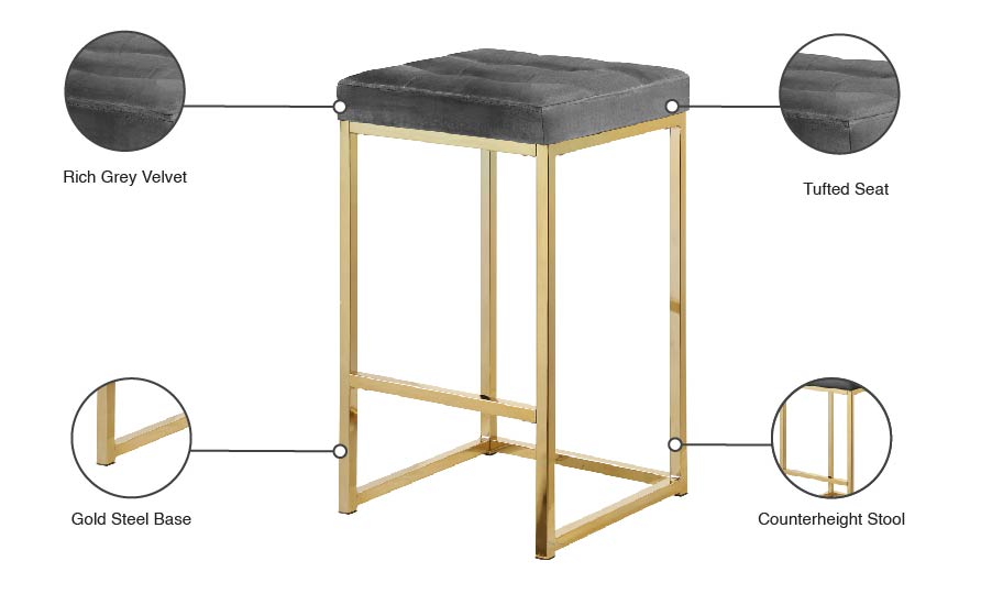 Nicola Velvet Stool - Furniture Depot (7679019254008)