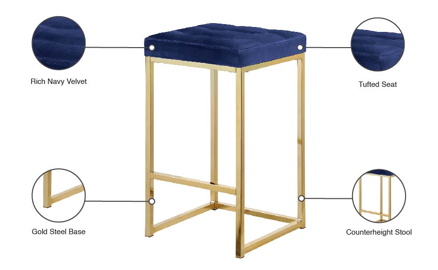 Nicola Velvet Stool - Furniture Depot (7679019254008)