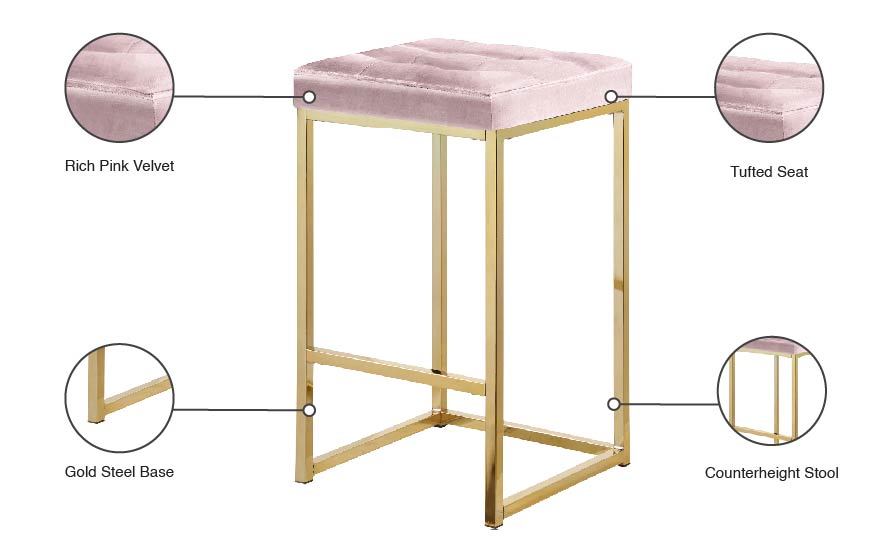 Nicola Velvet Stool - Furniture Depot (7679019254008)