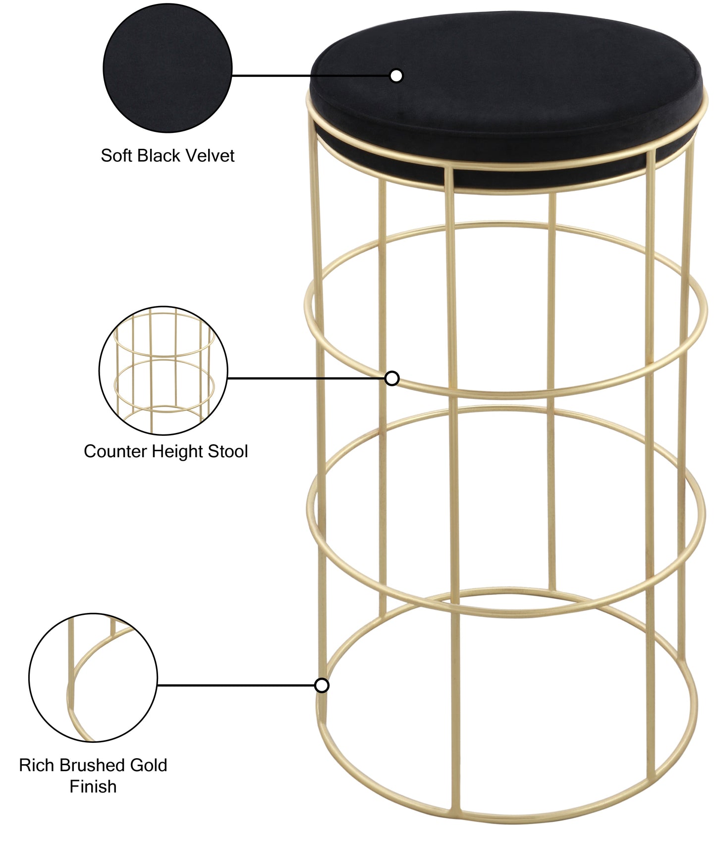 Rebar Velvet Counter Stool - Furniture Depot