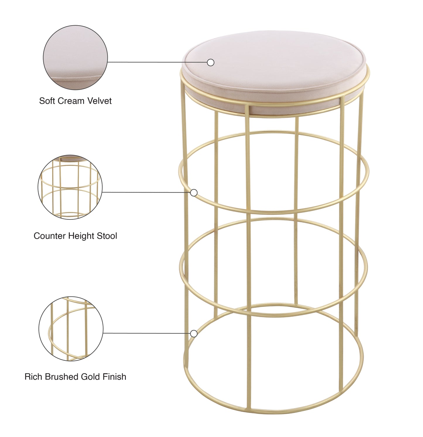 Rebar Velvet Counter Stool - Furniture Depot