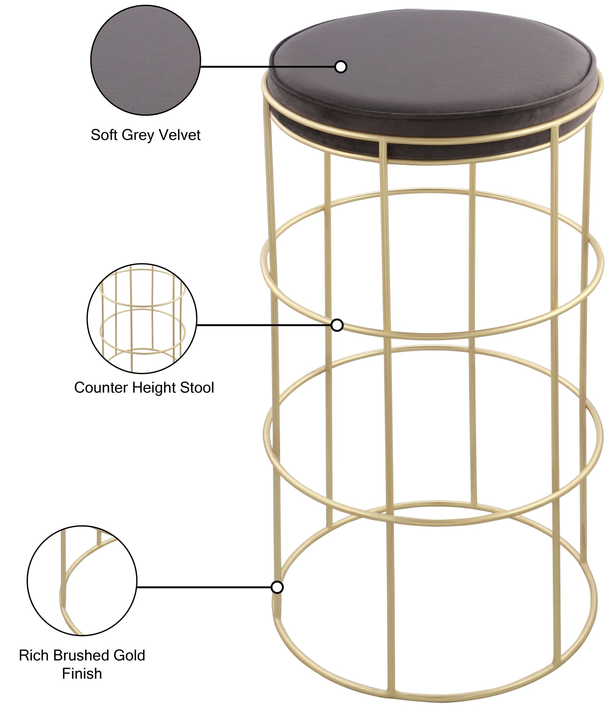 Rebar Velvet Counter Stool - Furniture Depot