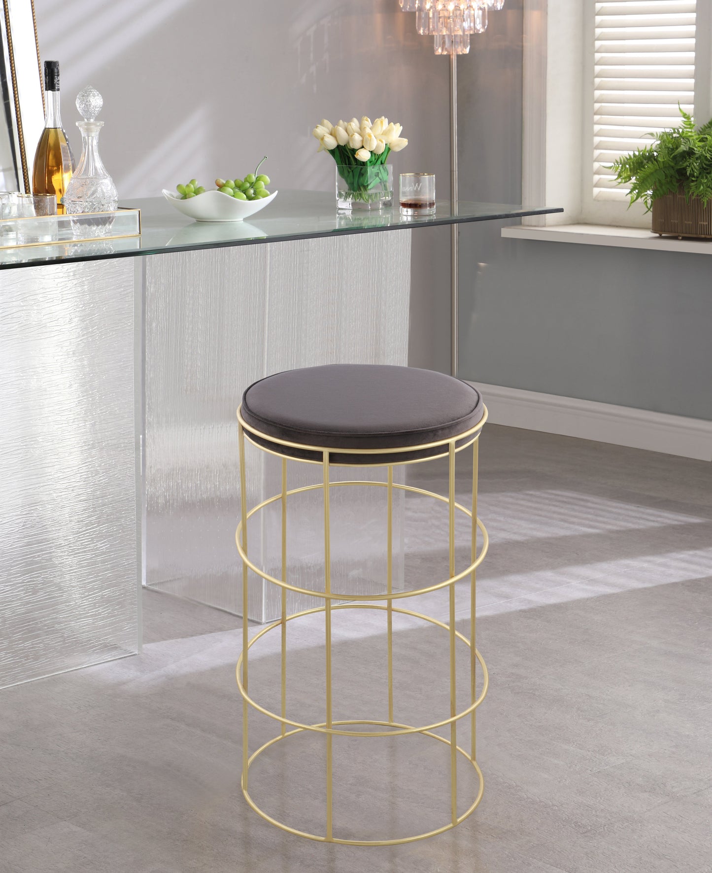 Rebar Velvet Counter Stool - Furniture Depot