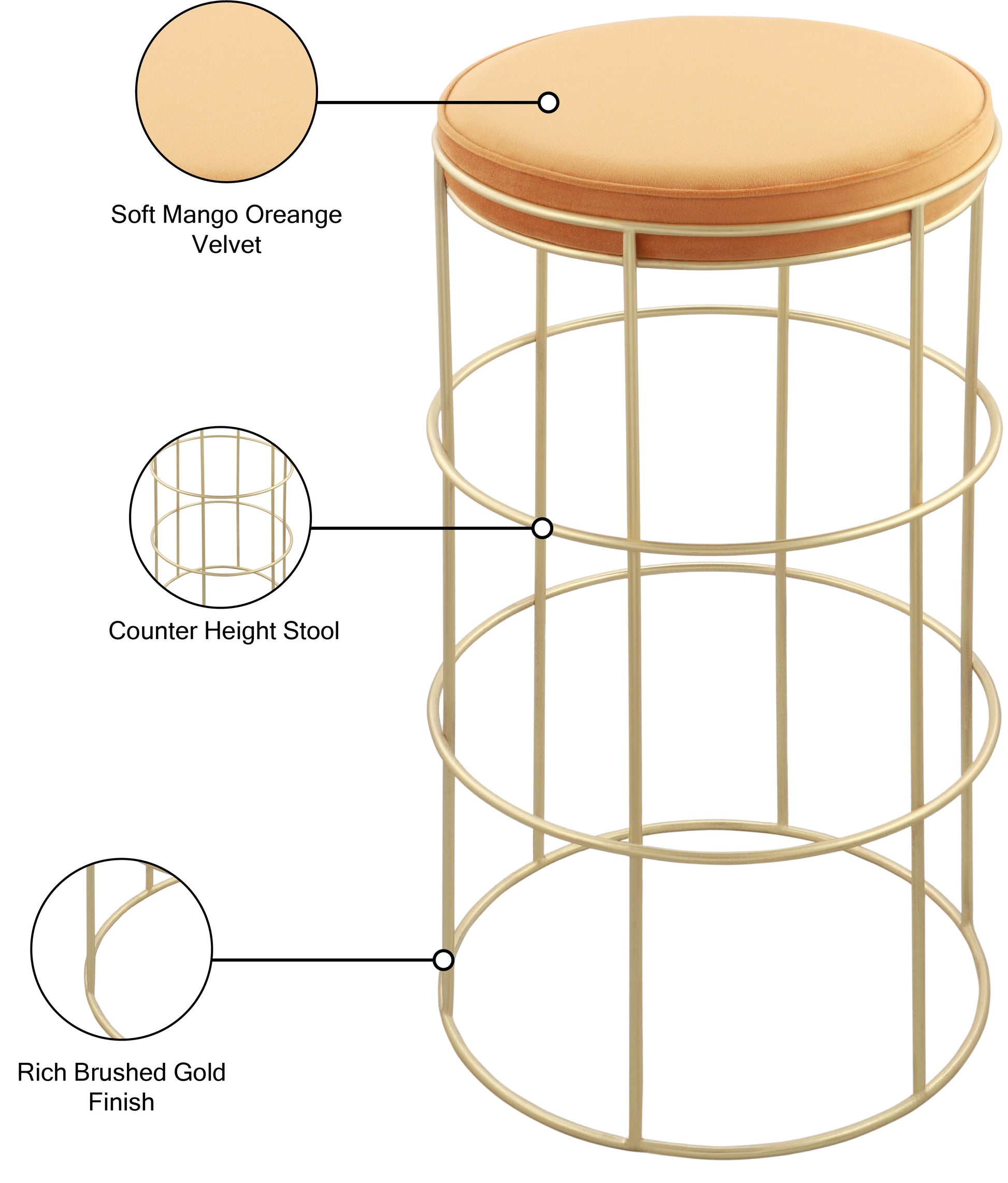 Rebar Velvet Counter Stool - Furniture Depot
