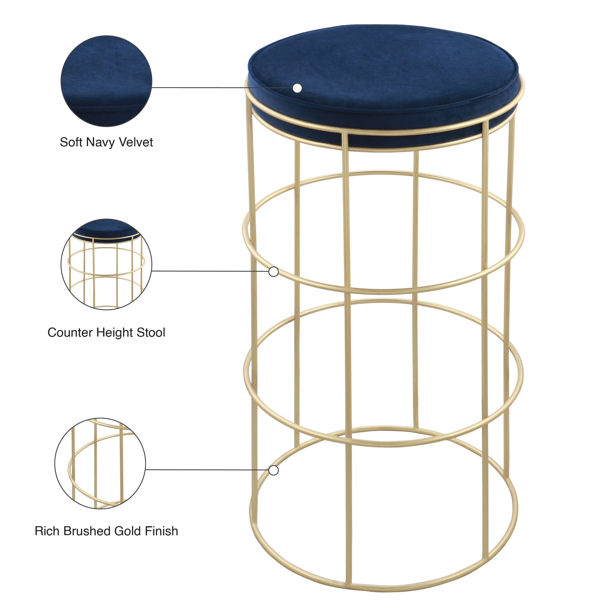 Rebar Velvet Counter Stool - Furniture Depot