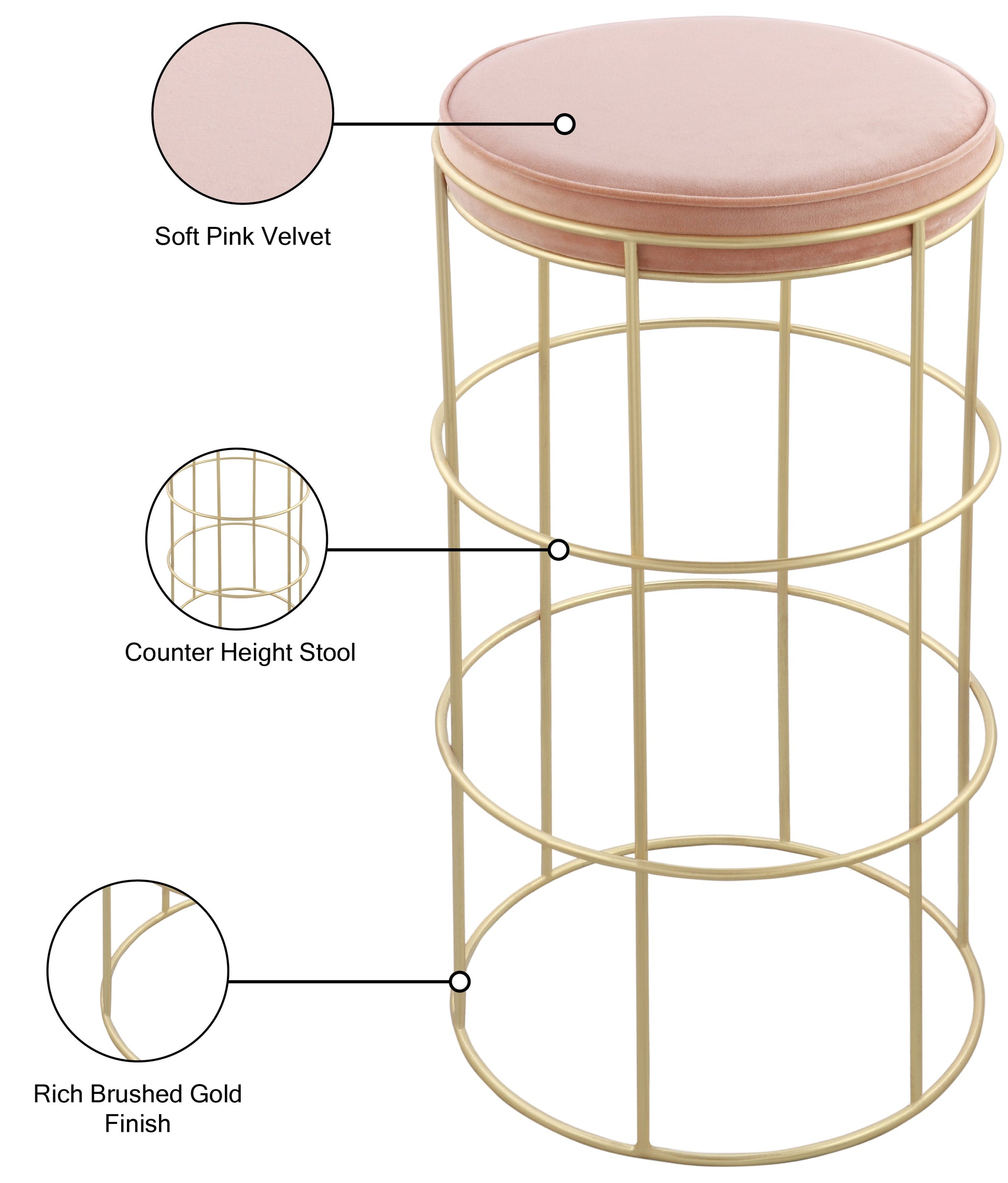 Rebar Velvet Counter Stool - Furniture Depot