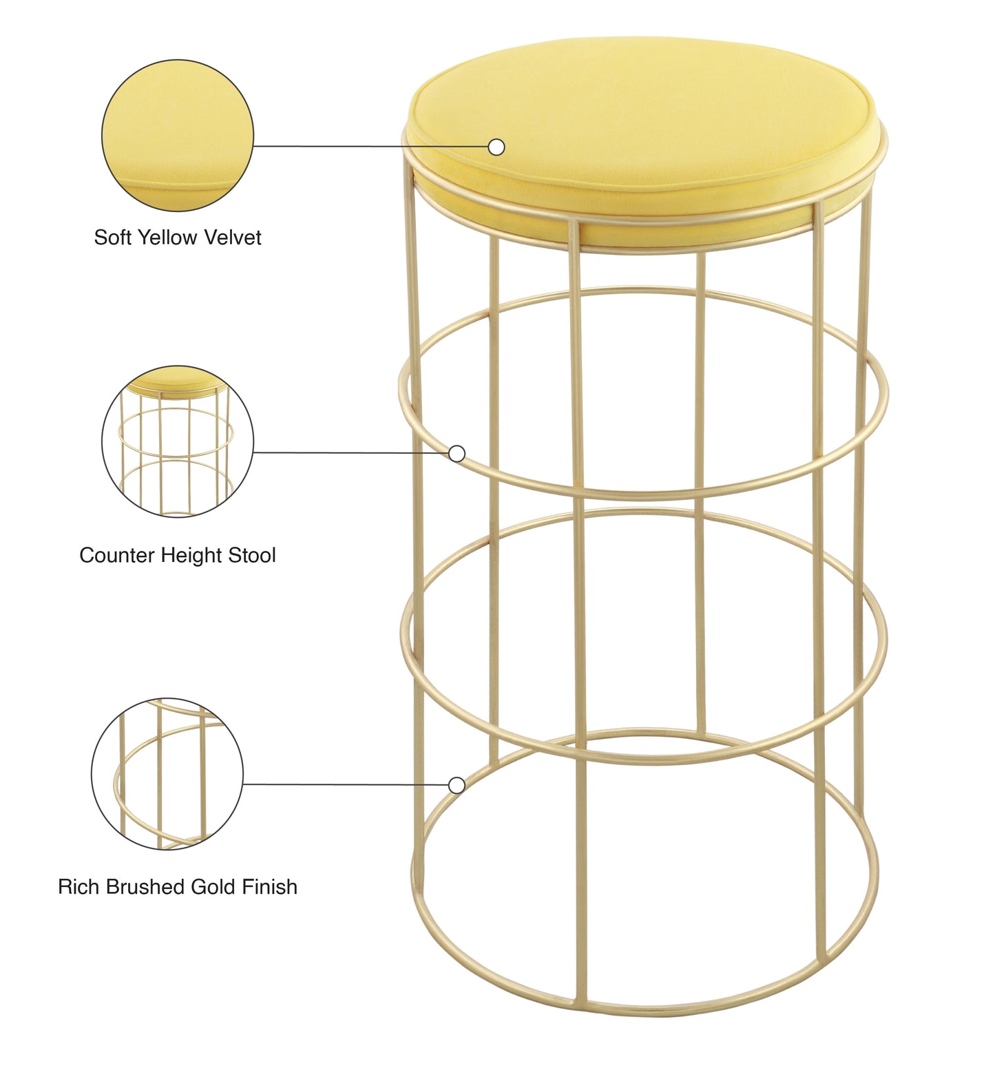 Rebar Velvet Counter Stool - Furniture Depot