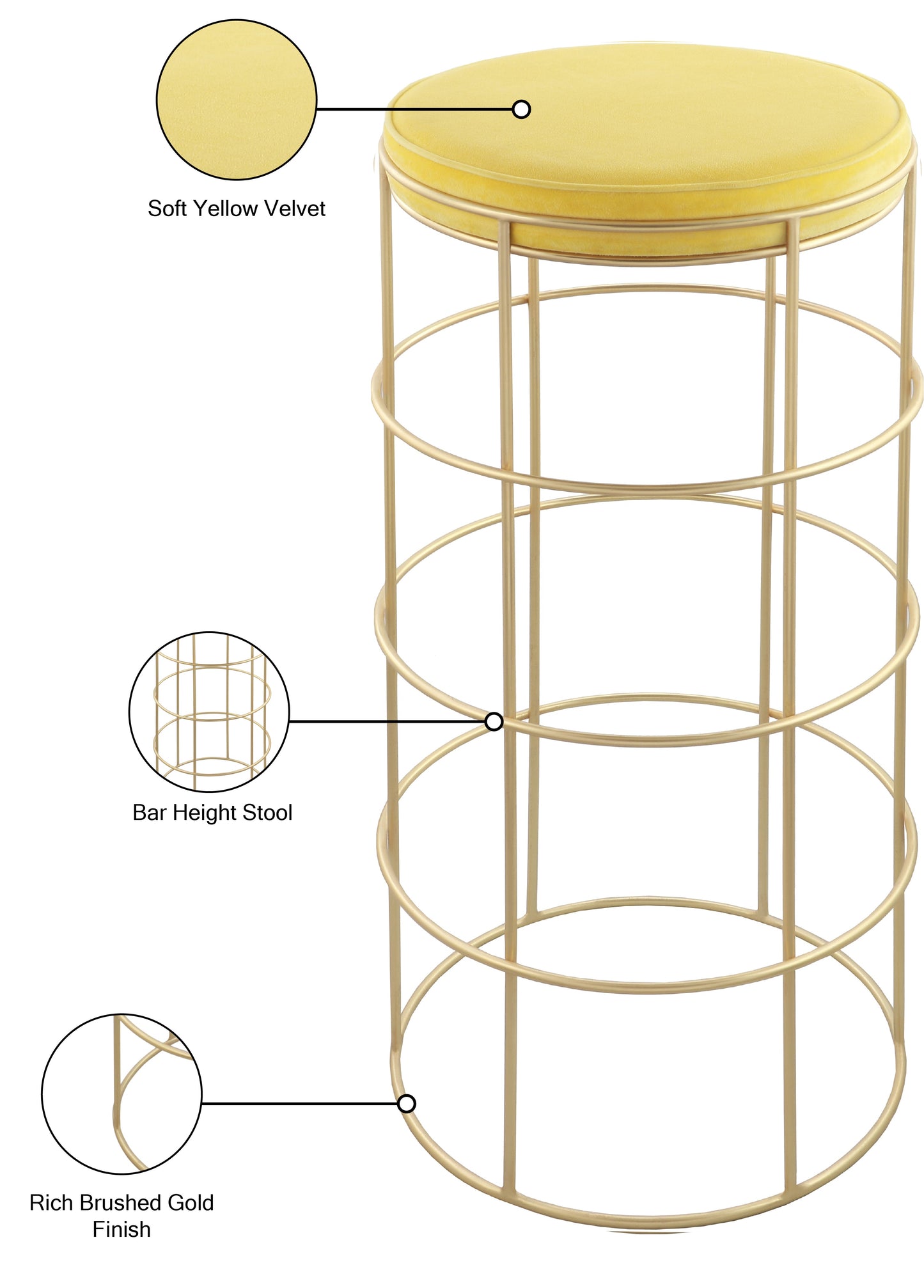 Rebar Velvet Bar Stool - Furniture Depot