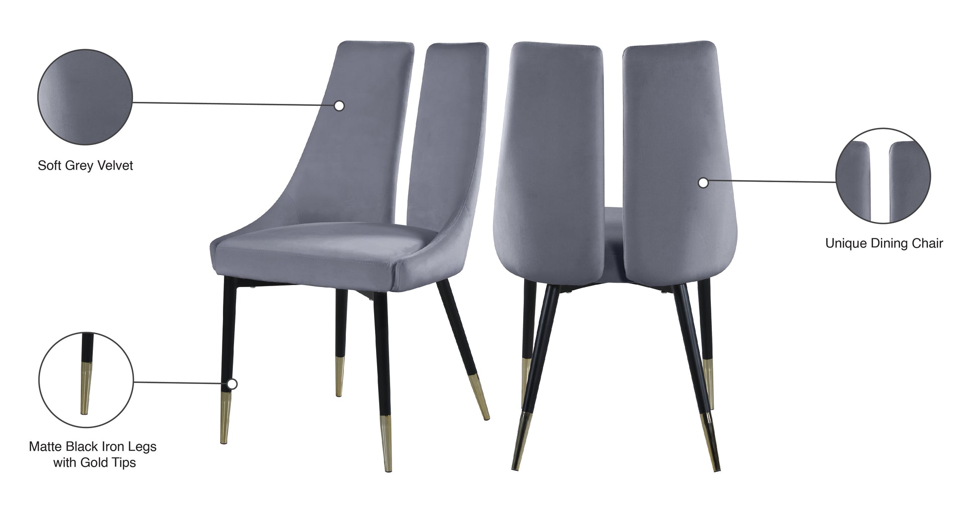 Sleek Velvet Dining Chair - Furniture Depot