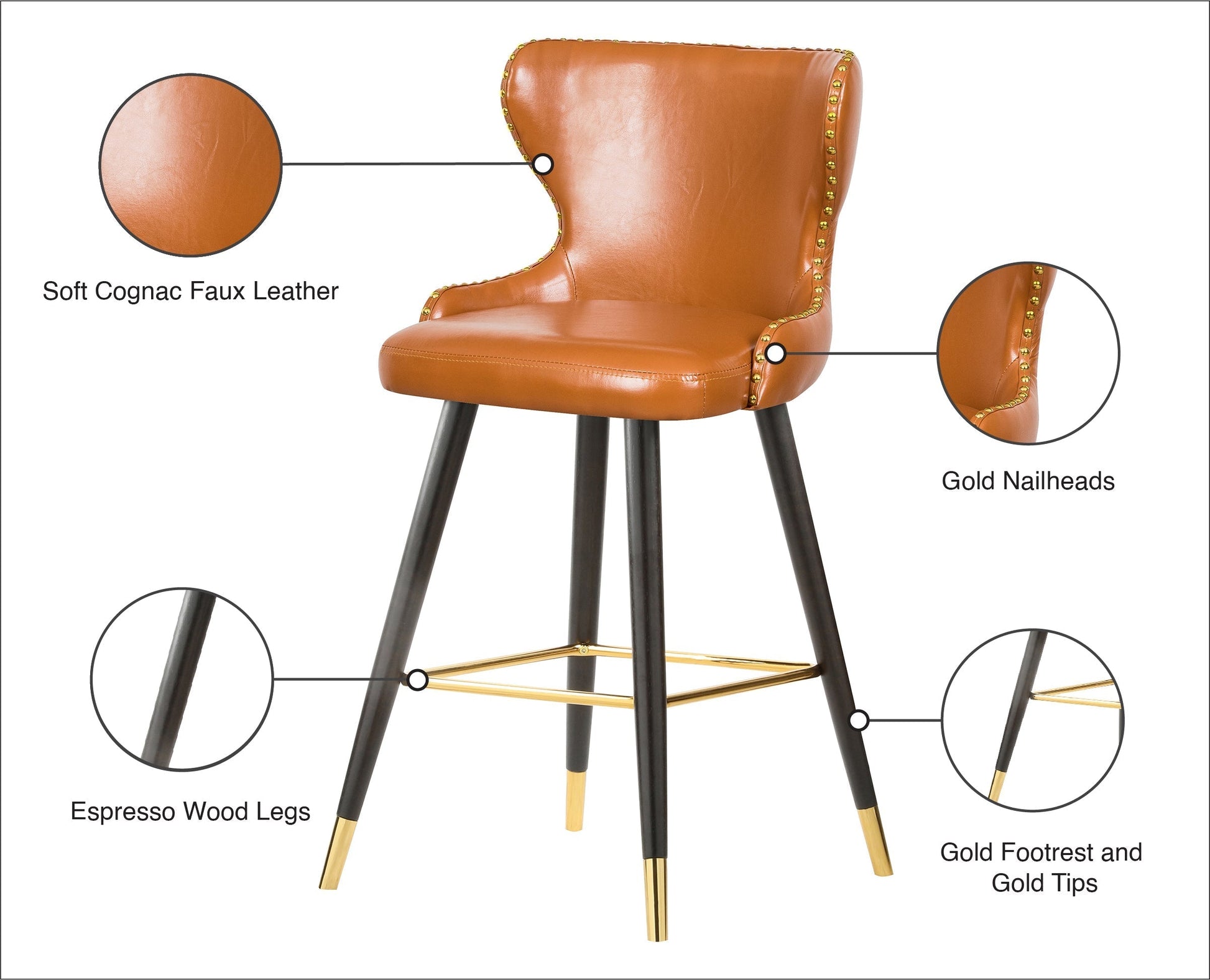 Hendrix Faux Leather Counter/Bar Stool - Furniture Depot