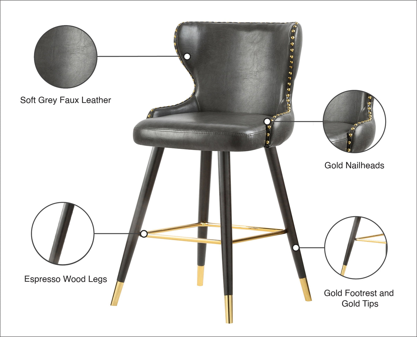 Hendrix Faux Leather Counter/Bar Stool - Furniture Depot