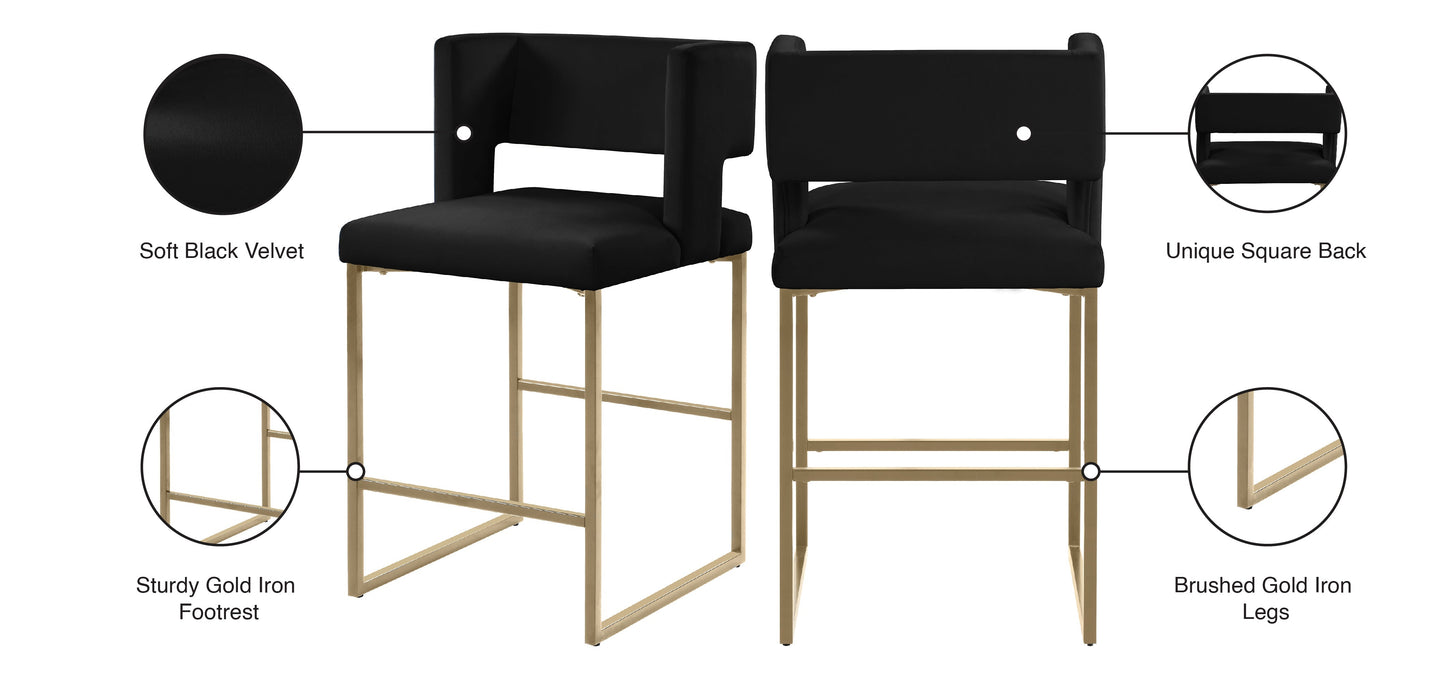 Caleb Velvet Counter Stool - Furniture Depot