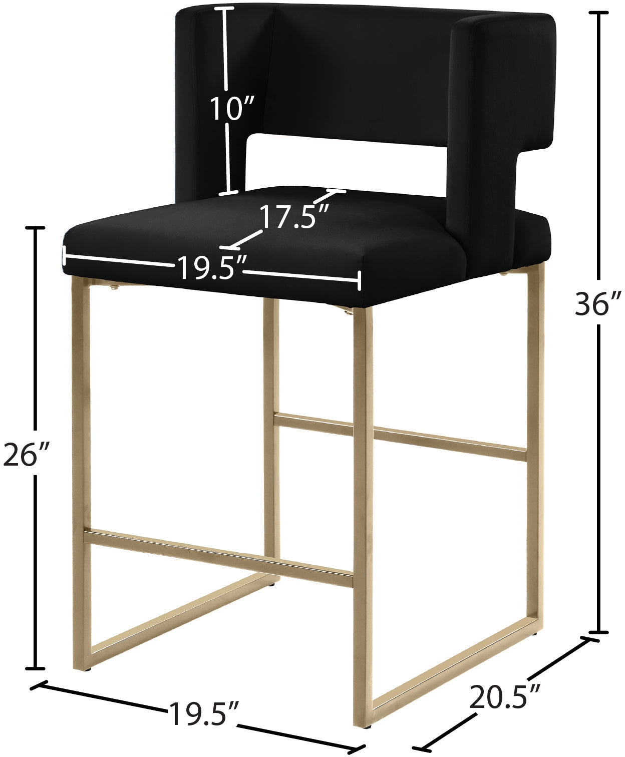 Caleb Velvet Counter Stool - Furniture Depot