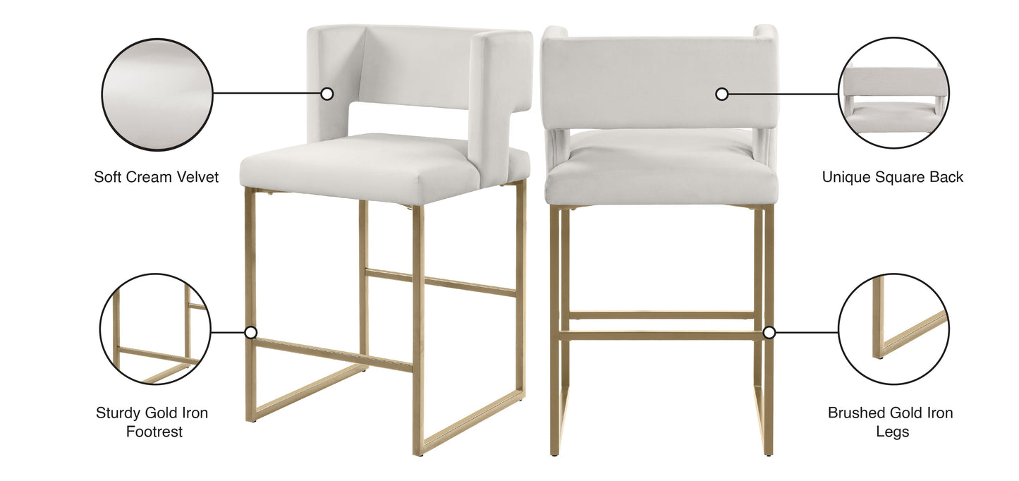 Caleb Velvet Counter Stool - Furniture Depot