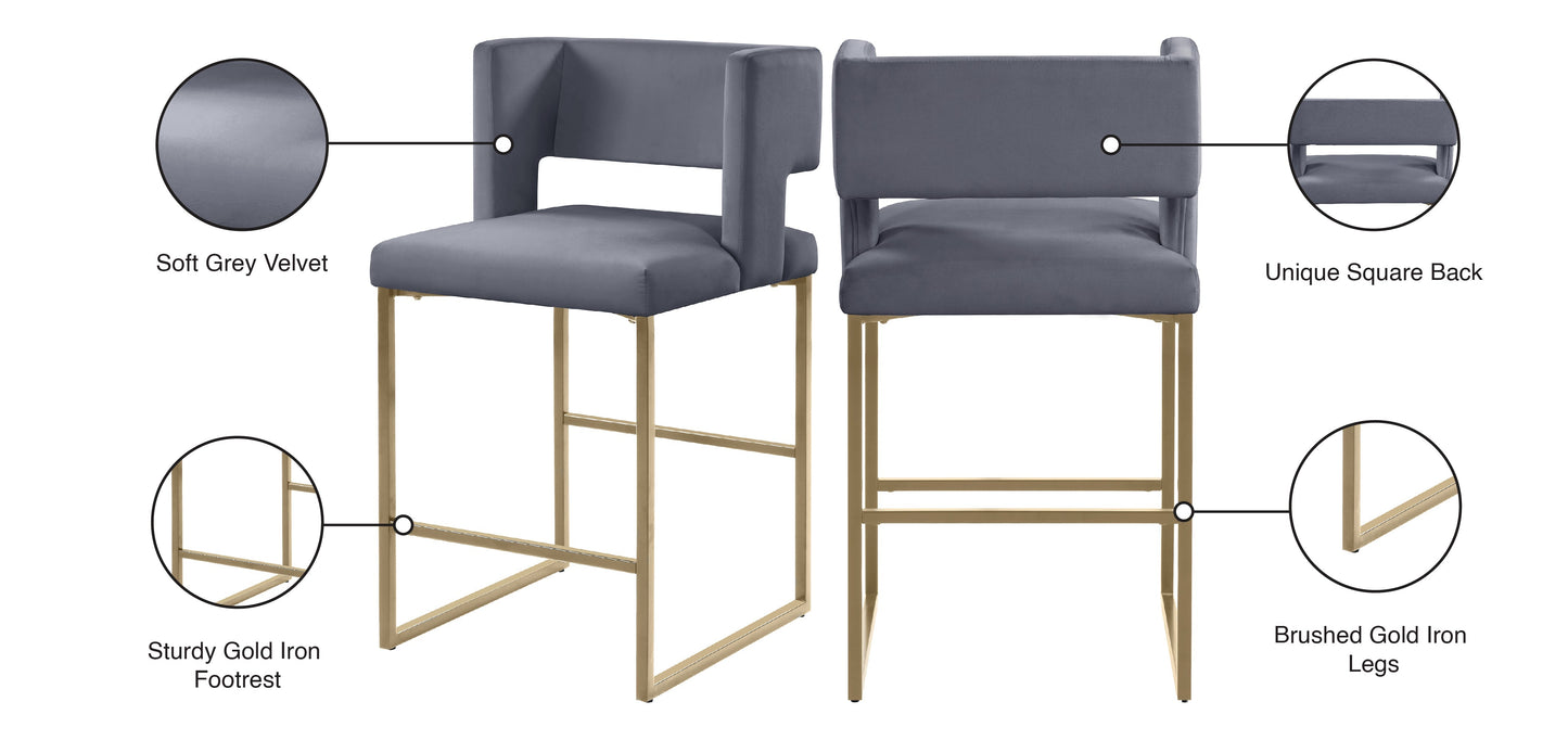 Caleb Velvet Counter Stool - Furniture Depot