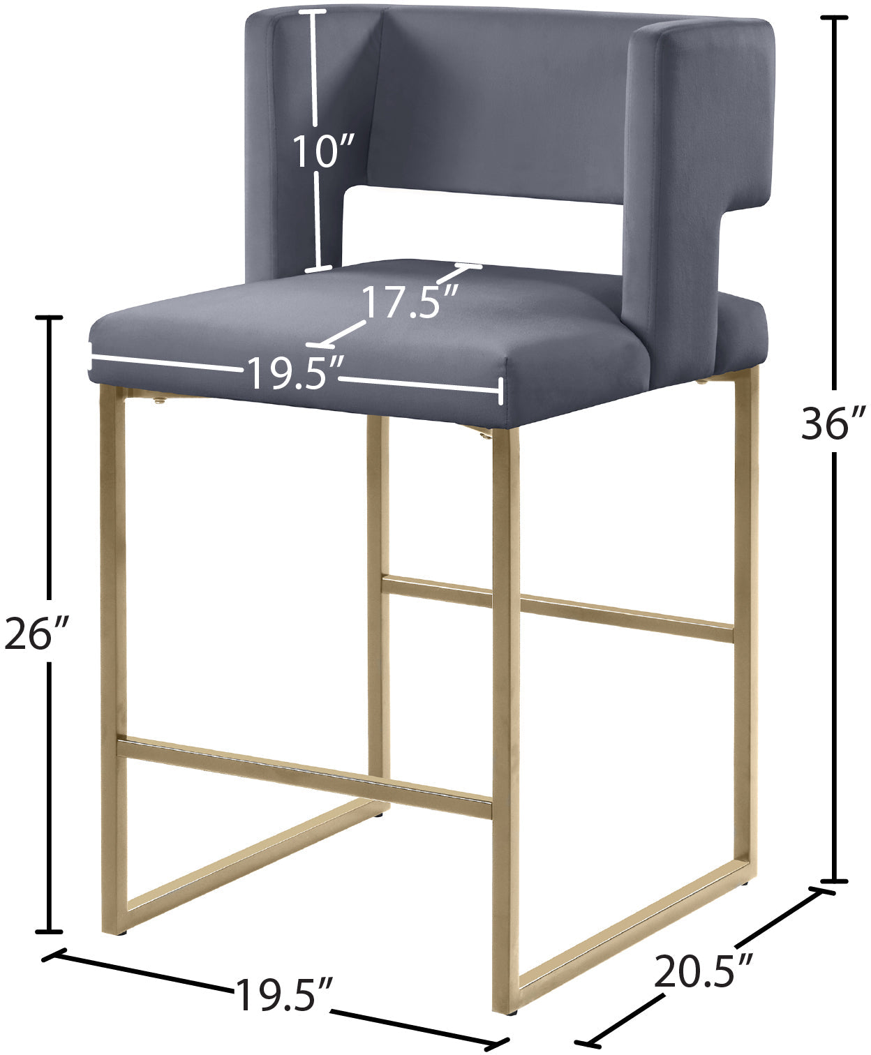 Caleb Velvet Counter Stool - Furniture Depot