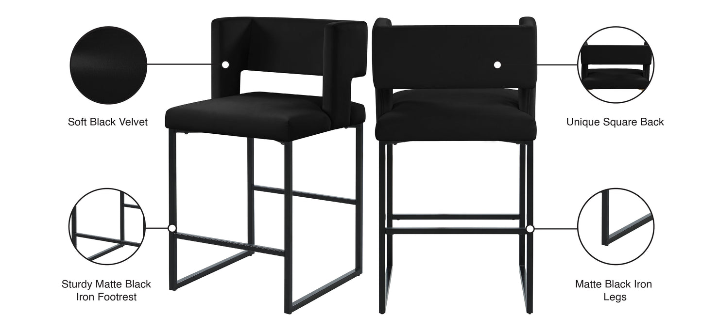 Caleb Velvet Counter Stool - Furniture Depot