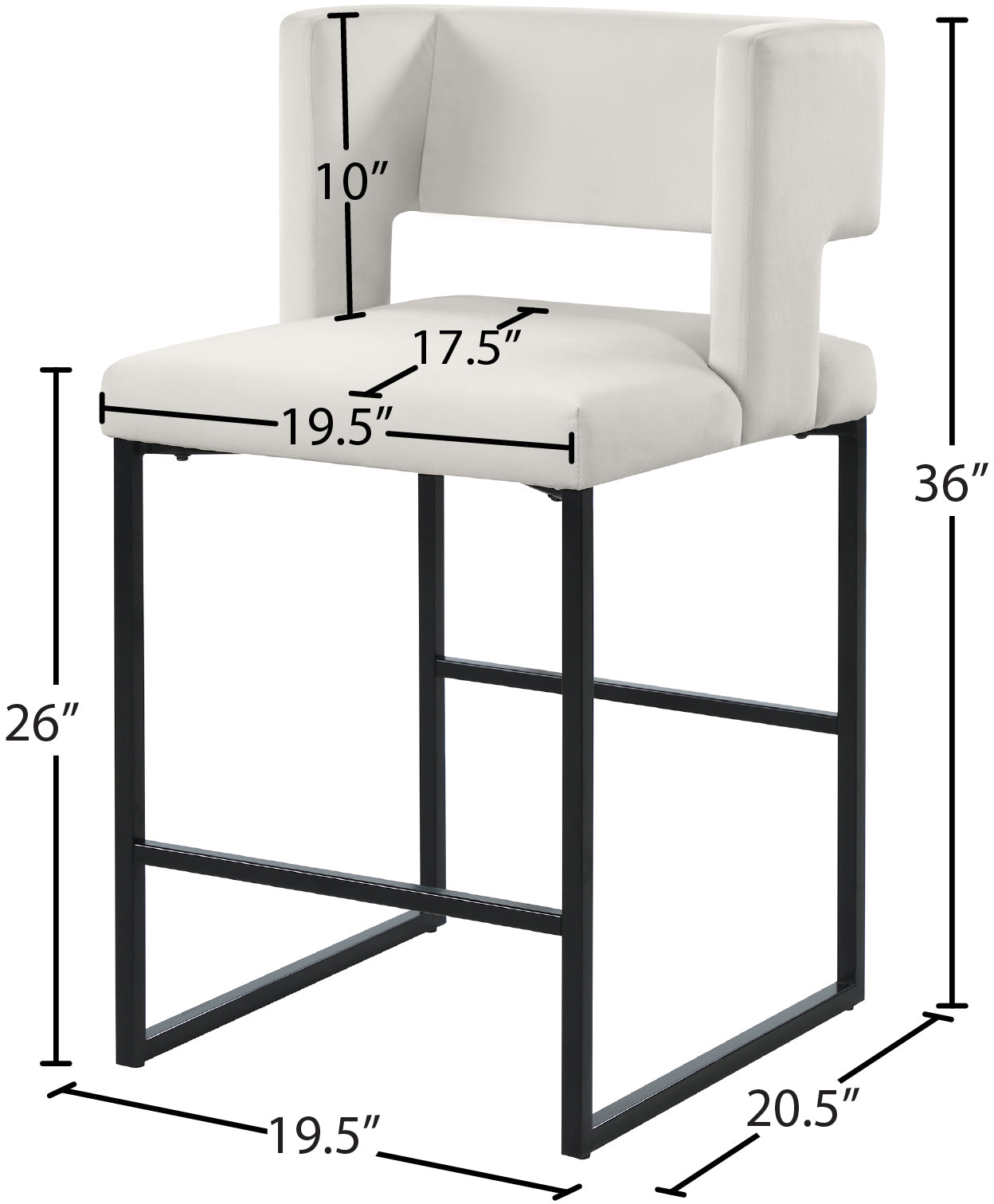 Caleb Velvet Counter Stool - Furniture Depot