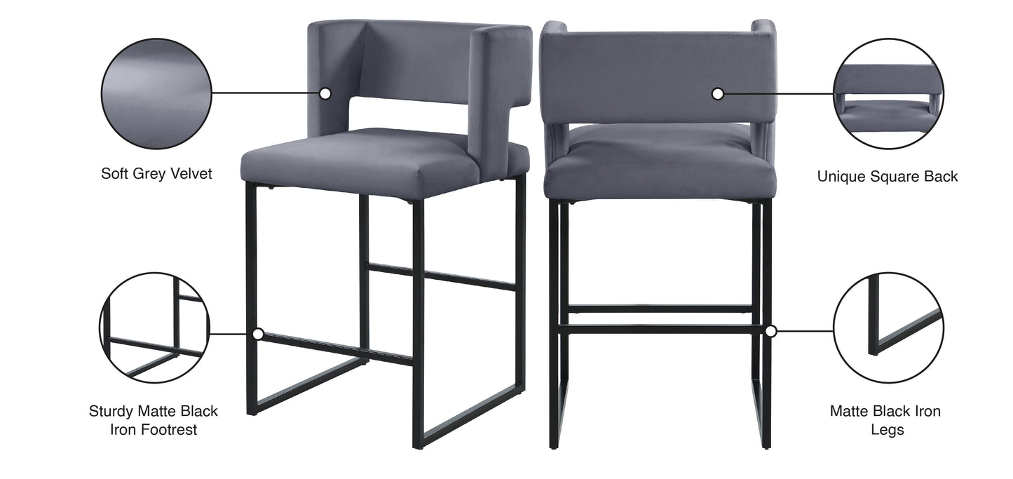 Caleb Velvet Counter Stool - Furniture Depot