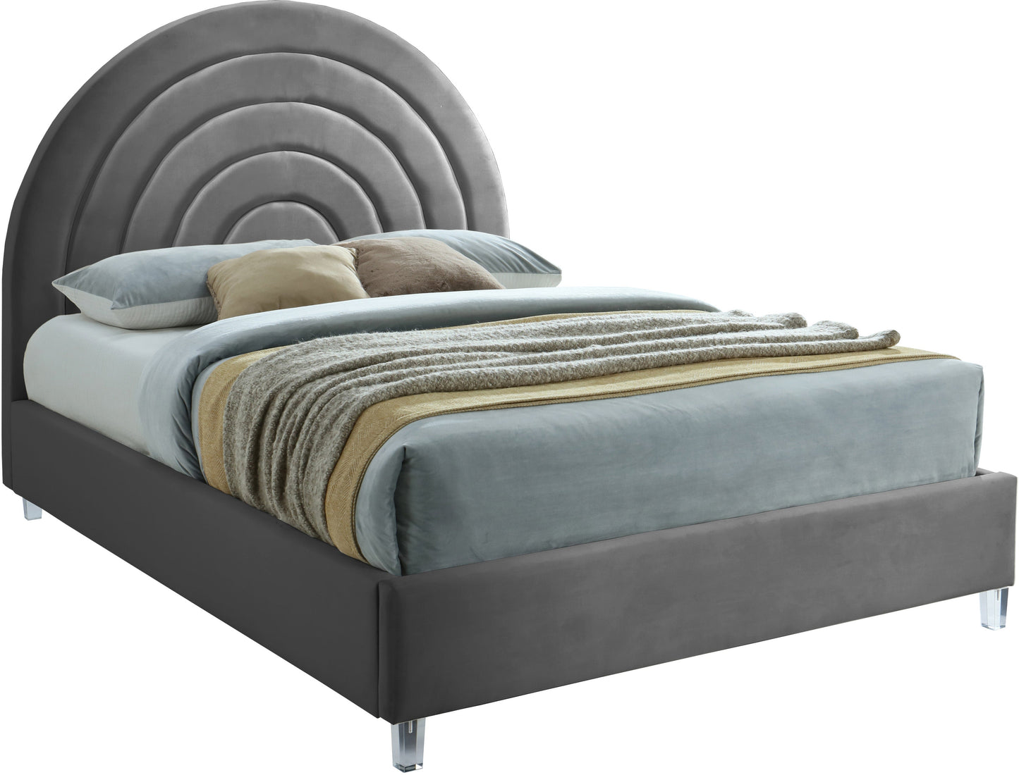 Rainbow Velvet Bed - Furniture Depot