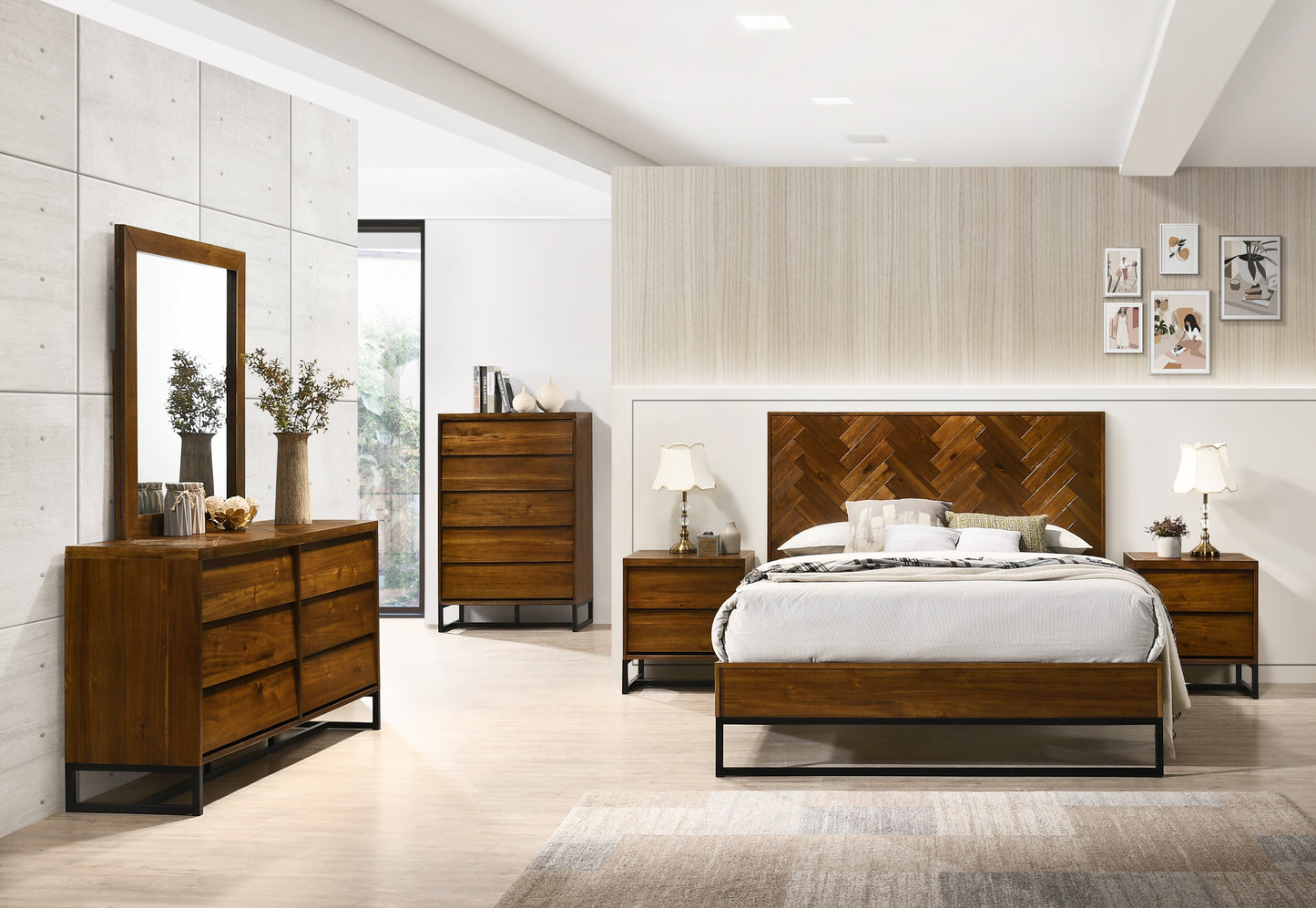 Reed Antique Coffee King Bed (3 Boxes) - Furniture Depot (7679025774840)