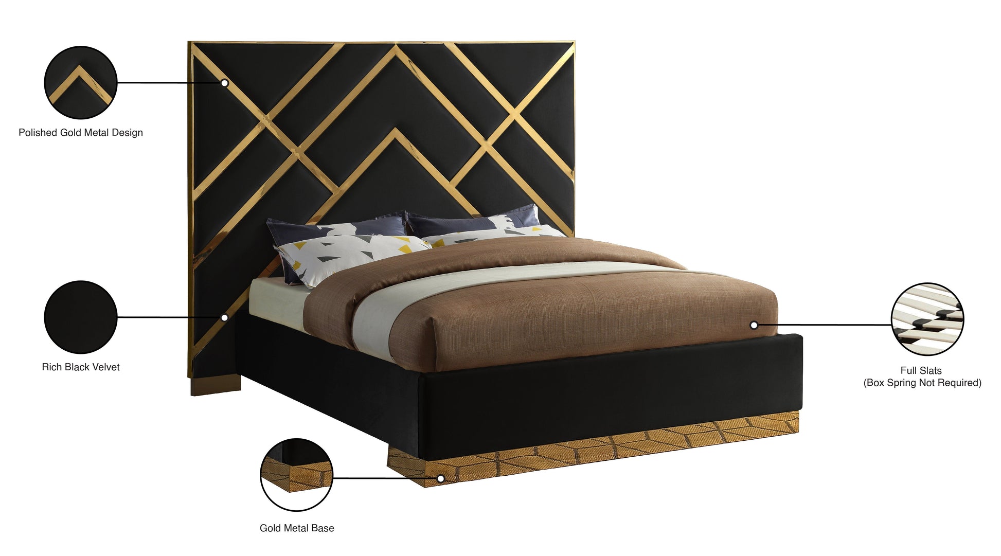 Vector Velvet Bed - Furniture Depot