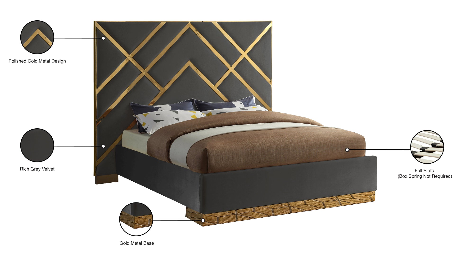 Vector Velvet Bed - Furniture Depot