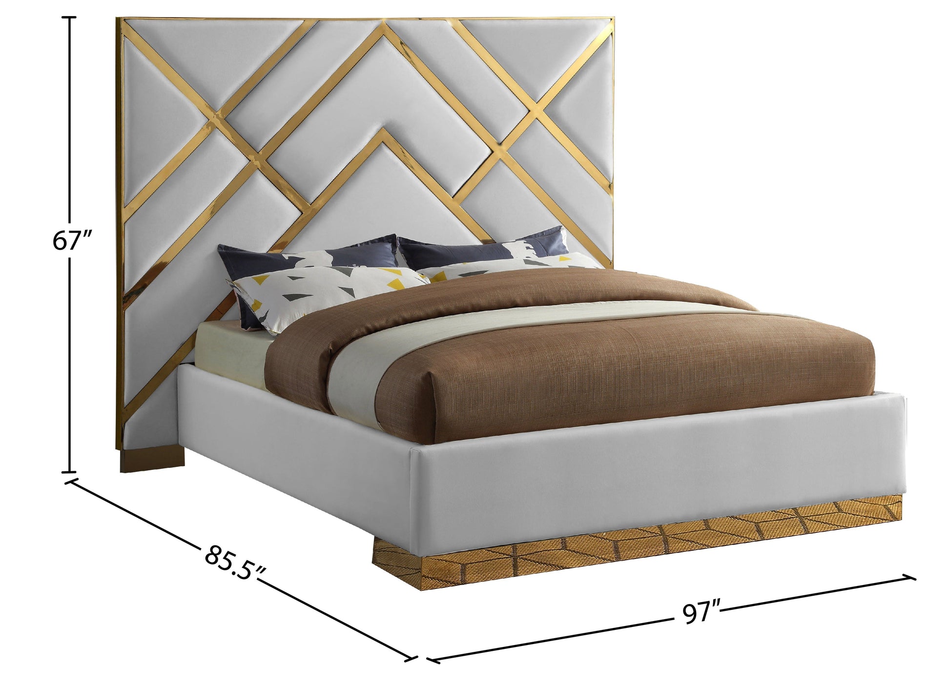 Vector White Faux Leather Bed - Furniture Depot