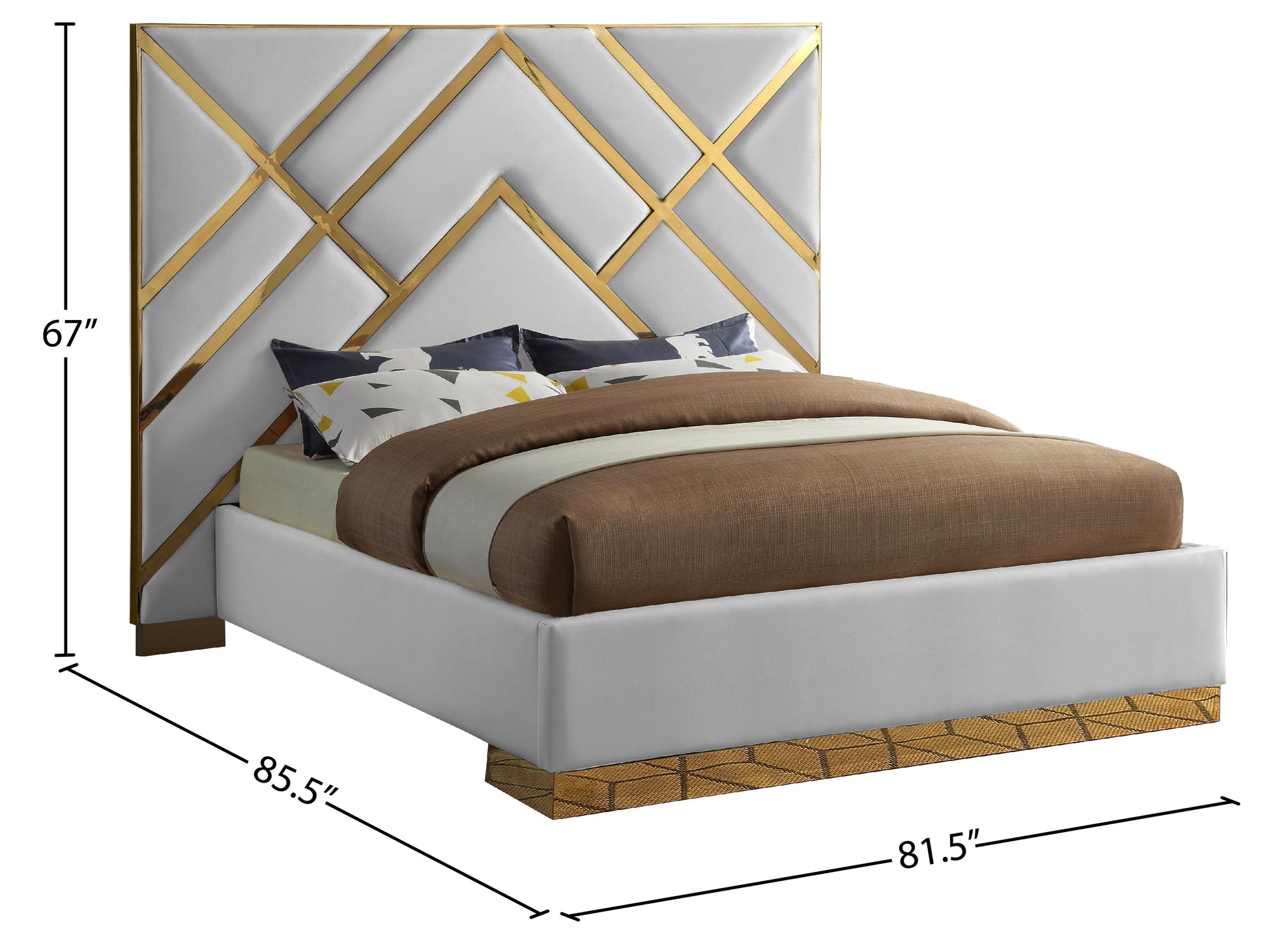 Vector White Faux Leather Bed - Furniture Depot
