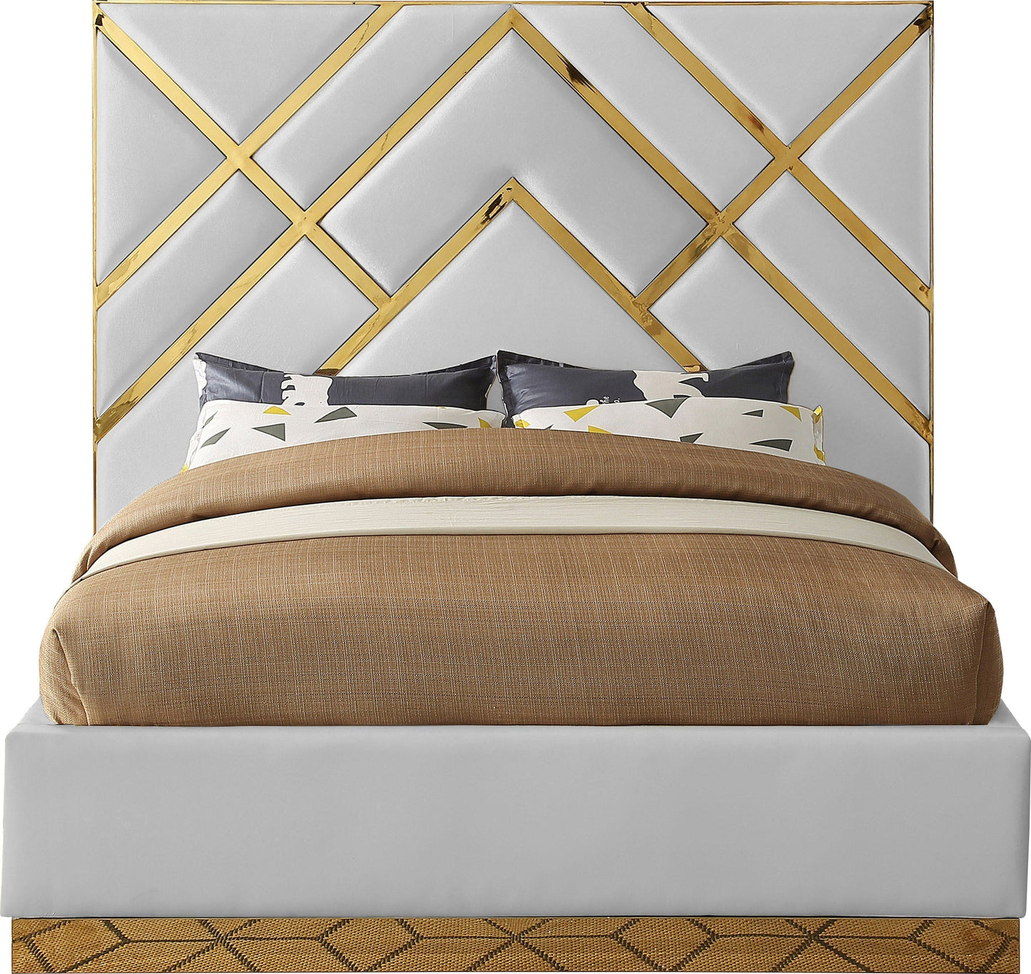 Vector White Faux Leather Bed - Furniture Depot